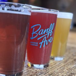 Banff Ave Brewing Co - Pina colada wheat, dragon fruit kolsh, rhubarb sour