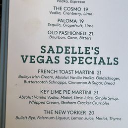 Drink menu