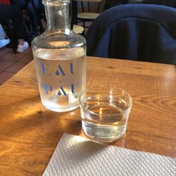 La Fabrique Brasserie - They bring water to the table without being asked.   Daily lunch menu specials.