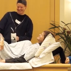 The Best Birth - Partners are fully involved in class-- volunteers to help demonstrate "pushing out a baby."