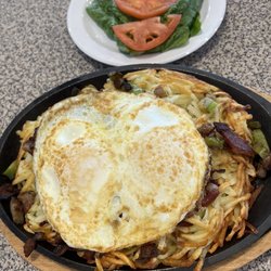 Mustang Sally's Diner - Ultimate Skillet (no cheese, no mushrooms, sub tomatoes for toast)