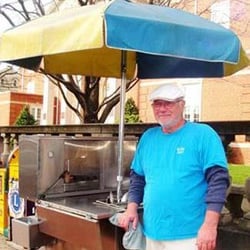 Hot Dog John - John and his cart.