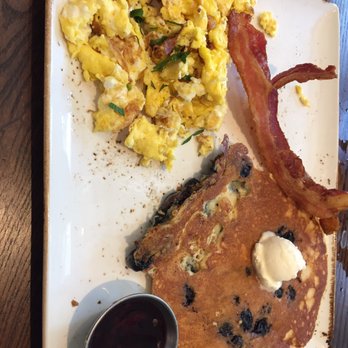 First Watch - Tri-Fecta with blueberry pancake, scrambled eggs, and bacon - Breakfast & Brunch Near Me - Charlottesville, Virginia First Watch - Tri-Fecta with blueberry pancake, scrambled eggs, and bacon - Breakfast & Brunch Near Me - Charlottesville, Virginia