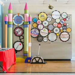 Louisiana Children's Discovery Center - As you walk in, the sponsor gears greet you-without their help the LCDC wouldn't be possible!  How many gears move when you pull the lever?