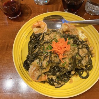 Orto Artisan Pasta - squid ink spaghetti with crab and prawns - Italian Near Me - North Vancouver, British Columbia