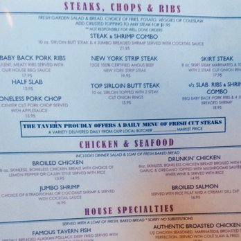 The Village Tavern - Steaks, Chops & Ribs, Chicken & Seafood menus. Fri dinner 2017-06-30 - American Near Me - Long Grove, Illinois The Village Tavern - Steaks, Chops & Ribs, Chicken & Seafood menus. Fri dinner 2017-06-30 - American Near Me - Long Grove, Illinois