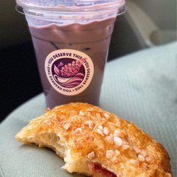 Lilac Coffee - Ube cream iced latte with oat milk guava pastry