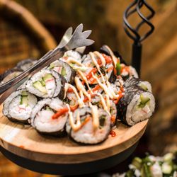 Savannah Event Catering - Kyoto Sushi Display served with sweet soy glaze, picked ginger and chopsticks