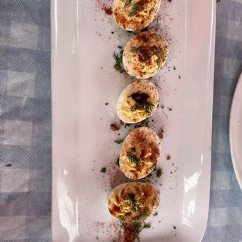 Immigrant Son Caffe - Deviled eggs with pancetta - New American Near Me - Ventura, California Immigrant Son Caffe - Deviled eggs with pancetta - New American Near Me - Ventura, California