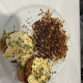 Carinas at the Clocktower - eggs Benidict with Crab cakes - French Near Me - Wasilla, Alaska Carinas at the Clocktower - eggs Benidict with Crab cakes - French Near Me - Wasilla, Alaska