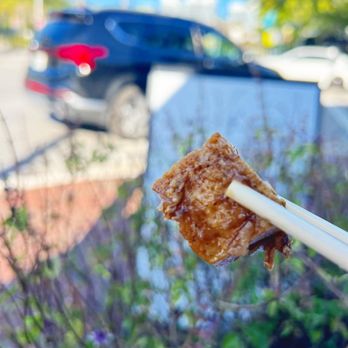 Atchana's Homegrown Thai - a hand holding chopsticks with fried chicken - Thai Near Me - Miami, Florida Atchana's Homegrown Thai - a hand holding chopsticks with fried chicken - Thai Near Me - Miami, Florida