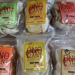Ono Giant Shrimp Chips - Yummy Flavors -Furikake, Honey Garlic, Hot Furikake, Spicy Barbecue, Maui Onion and the Original Shrimp Chips