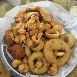 The Pick-3 Platter with Catfish, Shrimp, and Crawfish Tails with Onion Rings and Hush Puppies. The Pick-3 Platter with Catfish, Shrimp, and Crawfish Tails with Onion Rings and Hush Puppies.