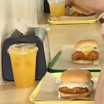 Daybird - Fish sandwiches and drinks on the counter where you can stand and eat. - Chicken Shop Near Me - Los Angeles, California