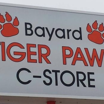 Bayard Tiger Paws - a sign for a store - Gas Stations Near Me - Bayard, Nebraska