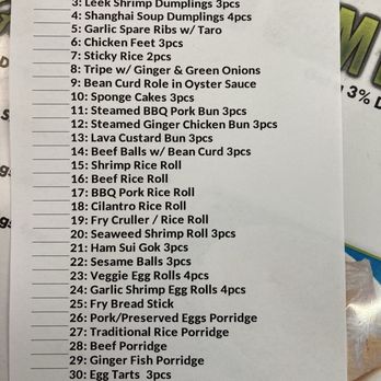 Get Sum Dim Sum - Order menu items 1-33 write quantity on the left - Dim Sum Near Me - Ontario, California