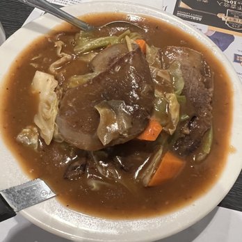 EAT Bistro - Beef Baked Ox-Tongue in Tomato Sauce or Cream Sauce. 4 thinly sliced and a village of cabbage. - Cantonese Near Me - Rosemead, California