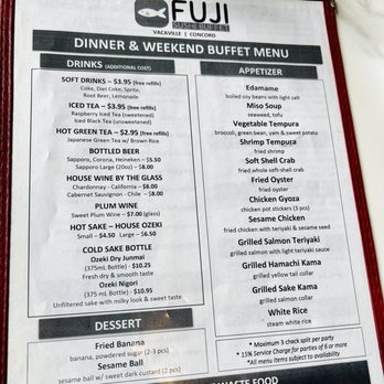 Fuji Sushi Buffet - Menu - Japanese Near Me - Concord, California