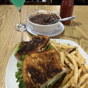 The Sardine Can - Grilled BLAT Crab Sandwich & Garlic fries with side of Jamaican Black Bean Soup. Alongside is the celebratory Mermaid Mimosa. - Seafood Near Me - Vallejo, California The Sardine Can - Grilled BLAT Crab Sandwich & Garlic fries with side of Jamaican Black Bean Soup. Alongside is the celebratory Mermaid Mimosa. - Seafood Near Me - Vallejo, California