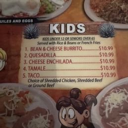 Kids menu Kids menu