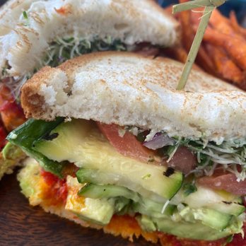 Cafe on 27 - The veggie club on gf bread with sweet potato fries - Breakfast & Brunch Near Me - Topanga, California Cafe on 27 - The veggie club on gf bread with sweet potato fries - Breakfast & Brunch Near Me - Topanga, California