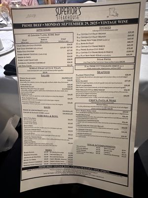 Menu photo 2 Superior's Steakhouse Shreveport, LA Menu photo 2 Superior's Steakhouse Shreveport, LA