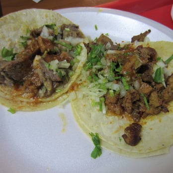 Don Pedro Mexican Food - Tacos: beef tongue and spicy pork. - Mexican Near Me - Norcross, Georgia