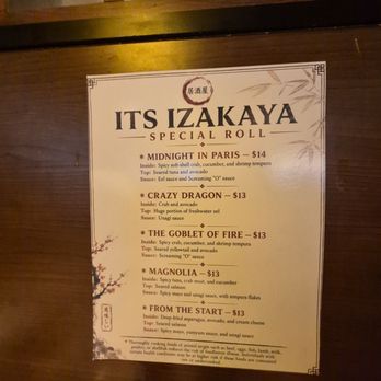 ITs IZAKAYA - Special roll menu - Sushi Bars Near Me - Las Vegas, Nevada