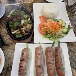 pork rolls and sizzling steak rice pork rolls and sizzling steak rice
