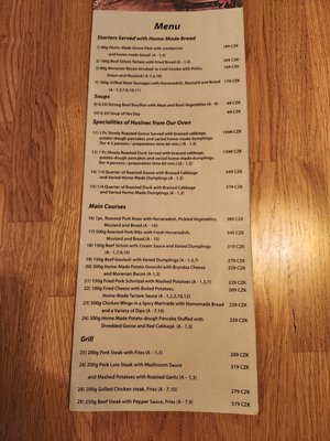 Menu photo 2 Restaurace Husinec Prague, PR