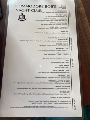 Menu photo 4 Commodore Bob's Yacht Club Starkville, MS