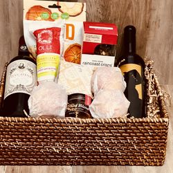 The Couture Gift - A delightful gourmet basket with two beautiful bottles of wine