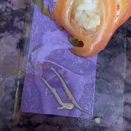 Bones in my salmon nigiri.