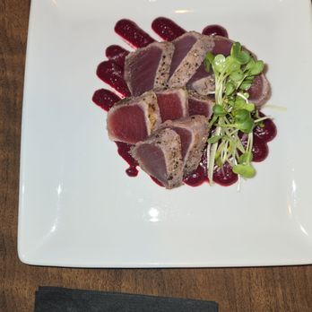 Hai Noon - Big eyed tuna with roasted beet puree and wine reduction. - Japanese Near Me - Scottsdale, Arizona Hai Noon - Big eyed tuna with roasted beet puree and wine reduction. - Japanese Near Me - Scottsdale, Arizona