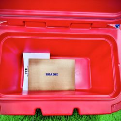 Academy Sports & Outdoors - "Inside the Roadie 8 yeti cooler in Rescue Red" perfect for day trips & lunch out on location.
