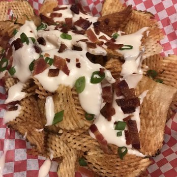 GAS- Full Service Restaurant - House made chips with blue cheese béchamel topped with bacon & scallions - American Near Me - St. Augustine, Florida GAS- Full Service Restaurant - House made chips with blue cheese béchamel topped with bacon & scallions - American Near Me - St. Augustine, Florida