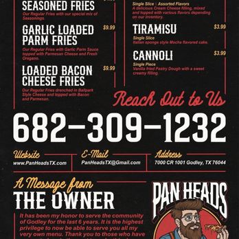 Pan Heads - Menu - Chicken Wings Near Me - Godley, Texas Pan Heads - Menu - Chicken Wings Near Me - Godley, Texas