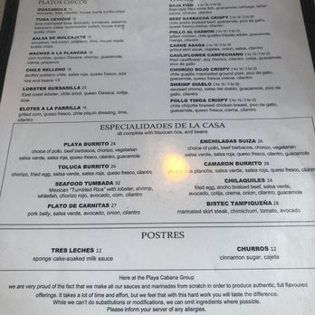 Playa Cabana - Menu 2024 - Mexican Near Me - Toronto, Ontario Playa Cabana - Menu 2024 - Mexican Near Me - Toronto, Ontario