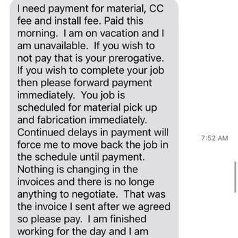 Emrich - Demand on payment despite he hasn't finished or paid for stone - Kitchen & Bath Near Me - Savannah, Georgia