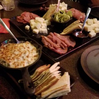V2 Wine Bar - Charcuterie. Board of 6. Sopresata, quatro formagio, capicola, prosciutto, fontina, artisan cheese. Spinach artichoke dip in the pan. - New American Near Me - Youngstown, Ohio V2 Wine Bar - Charcuterie. Board of 6. Sopresata, quatro formagio, capicola, prosciutto, fontina, artisan cheese. Spinach artichoke dip in the pan. - New American Near Me - Youngstown, Ohio