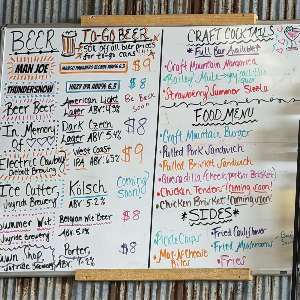 Craft Mountain Brewing - Beer and food menu July 2026 - Breweries Near Me - Bailey, Colorado Craft Mountain Brewing - Beer and food menu July 2026 - Breweries Near Me - Bailey, Colorado