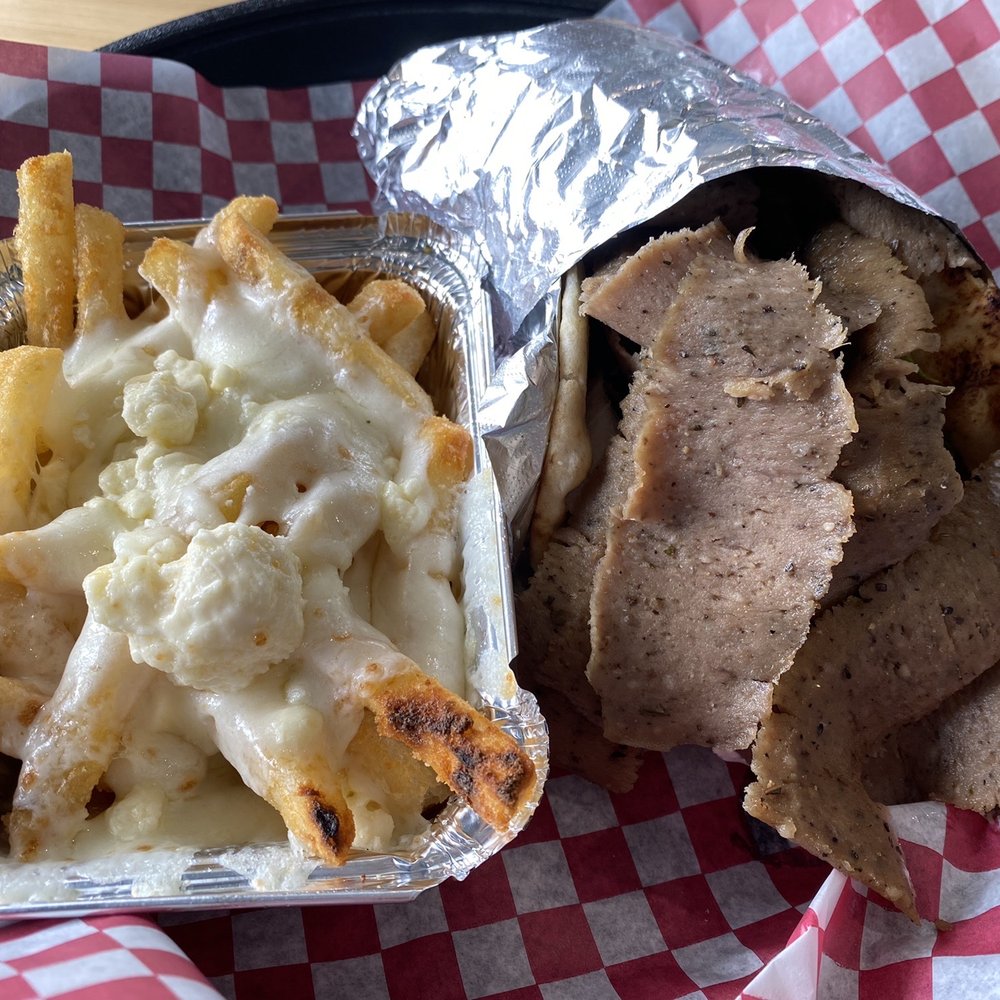 Gyro with Greek fries. Gyro with Greek fries.