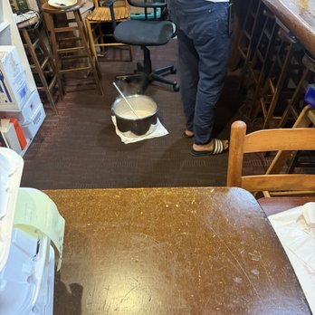 Dagwood's Pizza - Manager prepares mystery liquid on floor while wearing open toed sandals. - Pizza Near Me - Norcross, Georgia