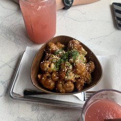 Agave & Rye - Huntsville - Sticky cauliflower bites appetizer, epic sized blackberry margarita, bourbon habanero slush