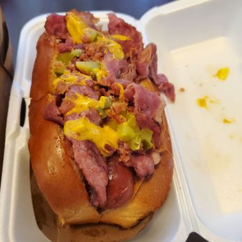 Dirt Dog Downey - Pastrami dog with a lobster bun. - Hot Dogs Near Me - Downey, California Dirt Dog Downey - Pastrami dog with a lobster bun. - Hot Dogs Near Me - Downey, California