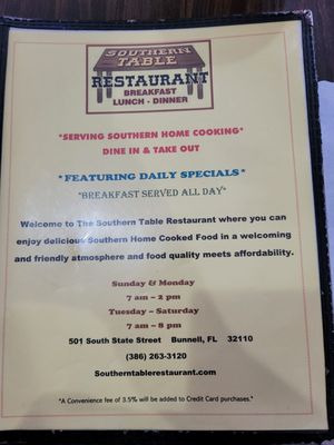Menu photo 6 Southern Table Bunnell, FL