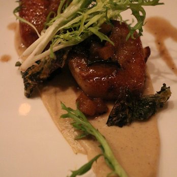 The Promontory - Seared diver scallops. Roasted parsnip puree, brown butter pear, crispy brussels sprout leaflets, escarole, roasted corn broth. - Bars Near Me - Chicago, Illinois