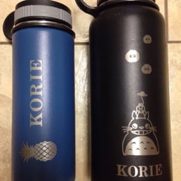 Custom hydro flask engraving!! They can do practically any image that's black and white! Soo awesome!