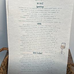 Wine menu Wine menu