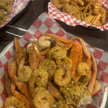 Krab Kingz Seafood Tulsa - Legs & Tails Platter and waffle fries - Seafood Near Me - Tulsa, Oklahoma